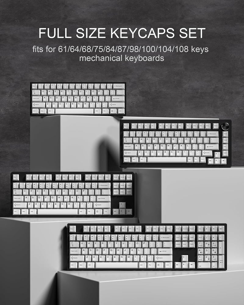 COSTOM Womier Double Shot PBT Keycaps Set 138 Keys, Cherry Profile Custom Keycaps 60 65 75 100 Percent for 61/64/68/84/87/100/104/108 Retro Gaming Mechanical Keyboard, White - Image 5
